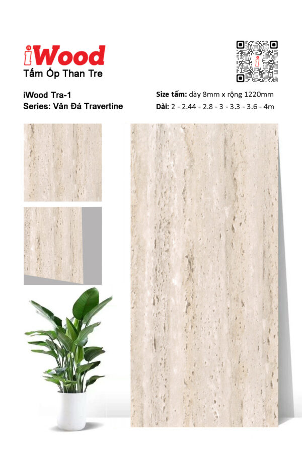 Tấm ốp than tre vân đá iWood Tra-1